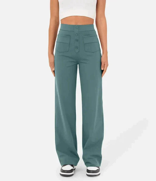 HIGH-WAISTED ELASTICATED LEISURE TROUSERS